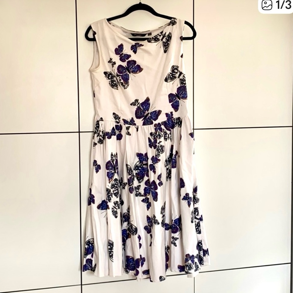 Penelope dress with Blue Butterfly Print